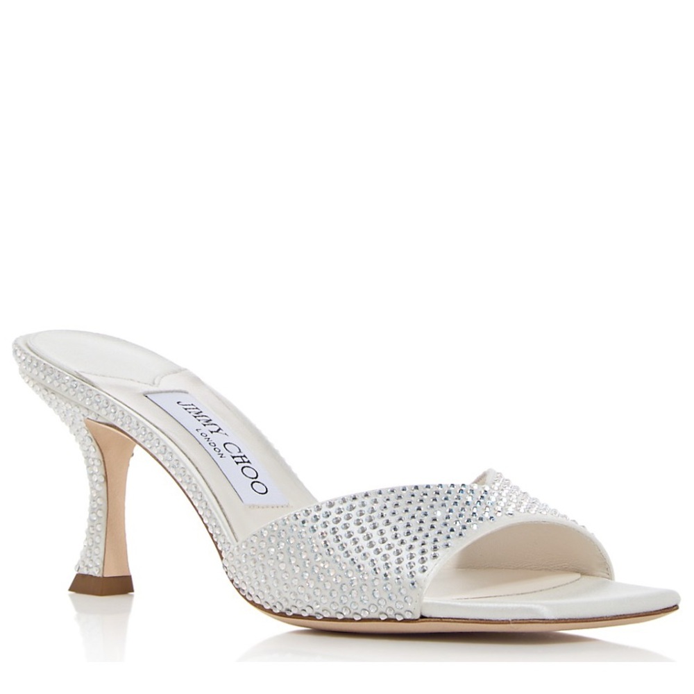 Jimmy Choo Skye 70 Sandal EU SZ 38.5 Rhinestones-Very Sparkley Ivory/Clear NIB!